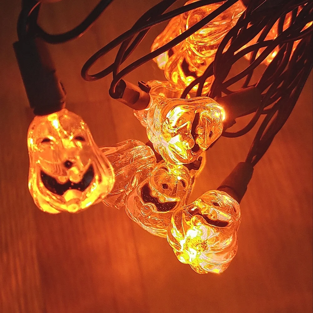 Totally Ghoul Halloween 10 Orange LED Pumpkin Lights Indoor/Outdoor 13.5'